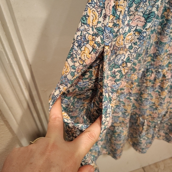 Old Navy Multicolor Floral Tiered Swing Dress Sz M Summer Vacation Cottagecore - Picture 5 of 7